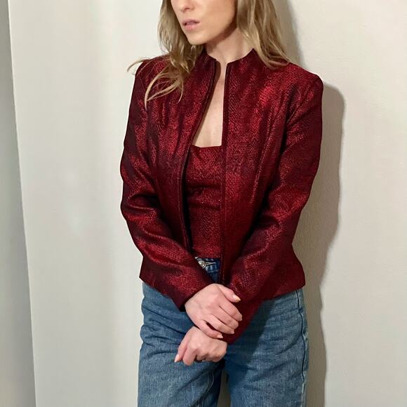 Y2K Jessica McClintock Millennium 2000 Brocade Blazer & Top Two Piece Set Size 6 - Picture 2 of 16